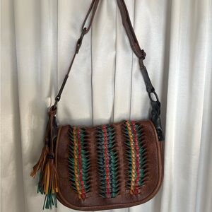 Frye Leather Woven Messenger Bag Mid 2010’s